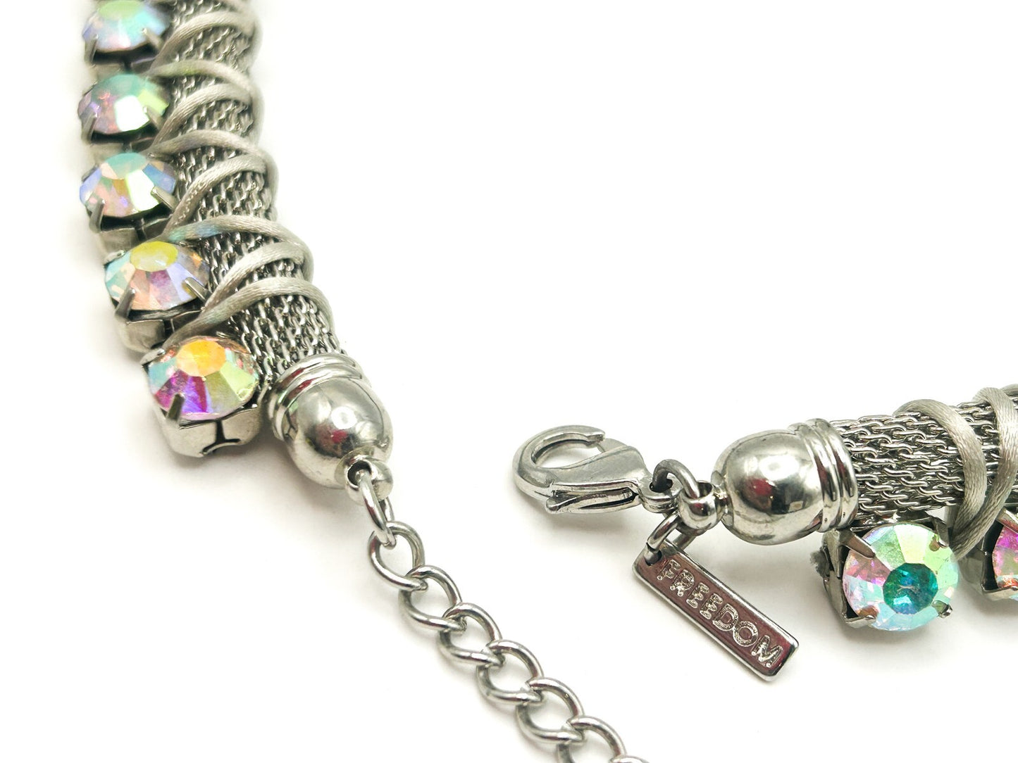 FREEDOM (Topshop) Silver Tone Mesh Rhinestone Collar Necklace – 18”