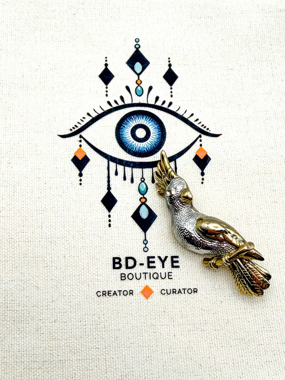 Vintage Cockatoo Brooch - Gold and Silver Tone Figural Design