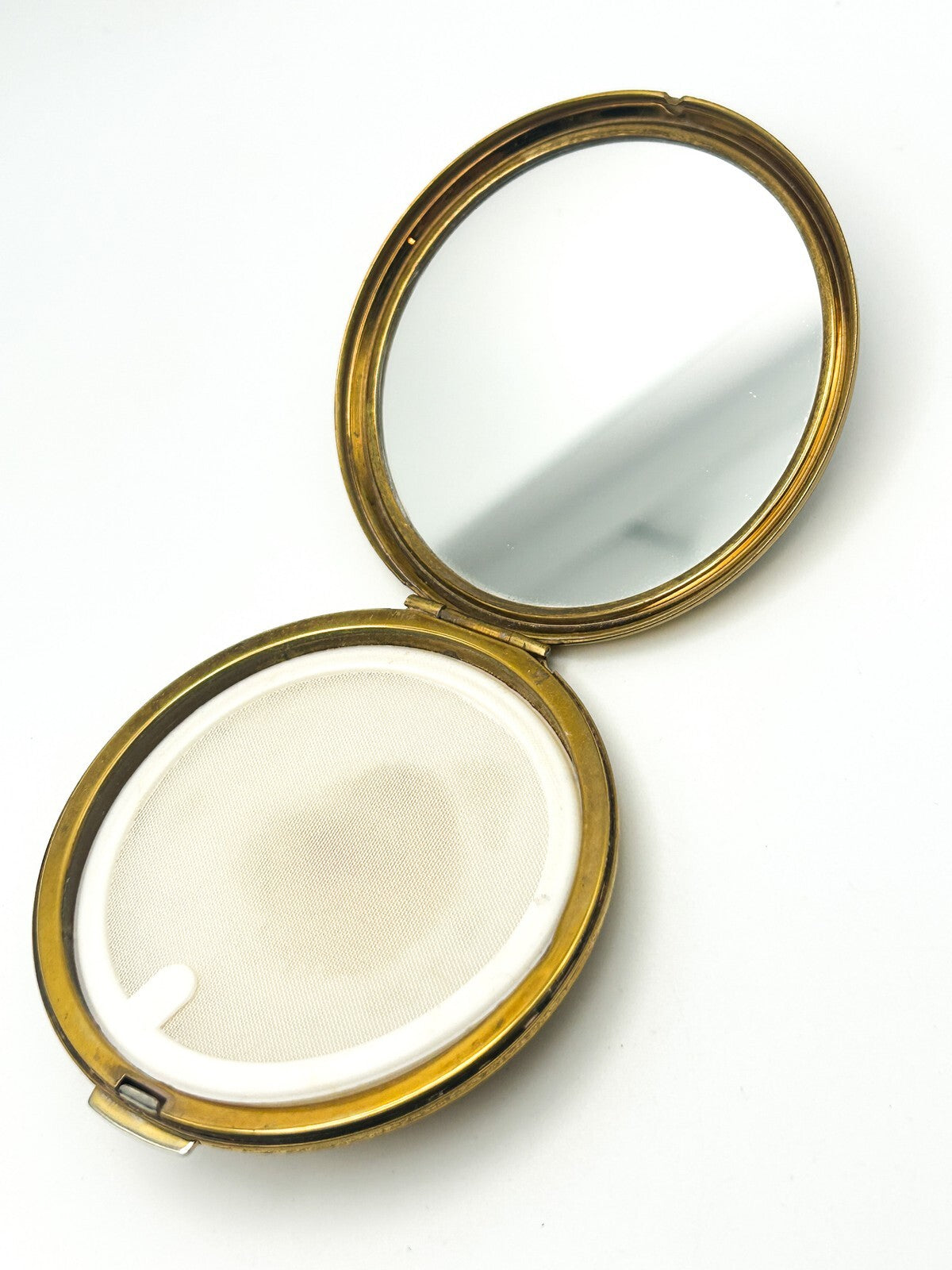 Vintage Stratton Floral Butterfly Powder Compact Gold Tone Mirror England