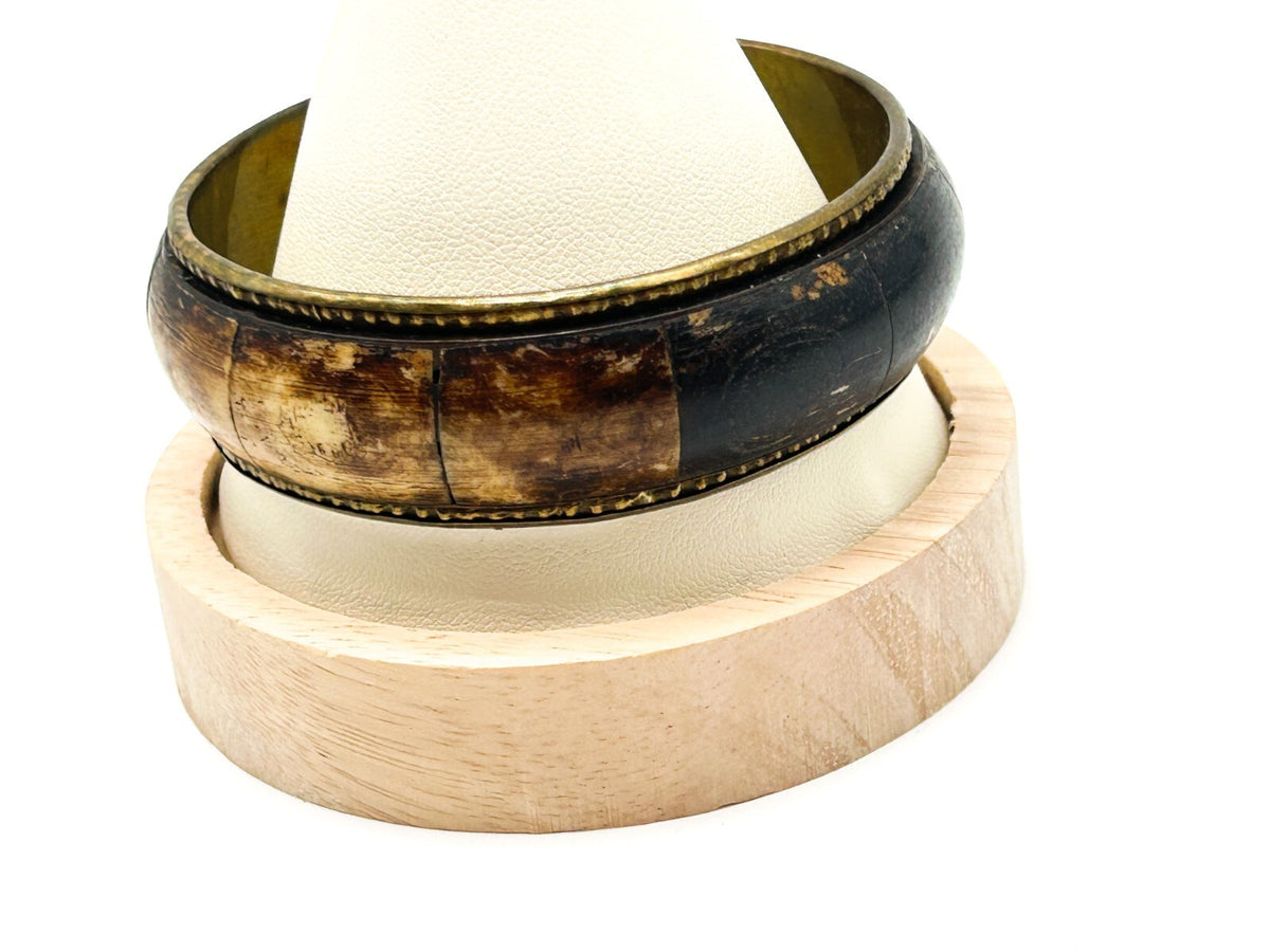 Vintage Natural Organic Material Brass Bangle Boho Natural Bracelet Bohemian 6.5