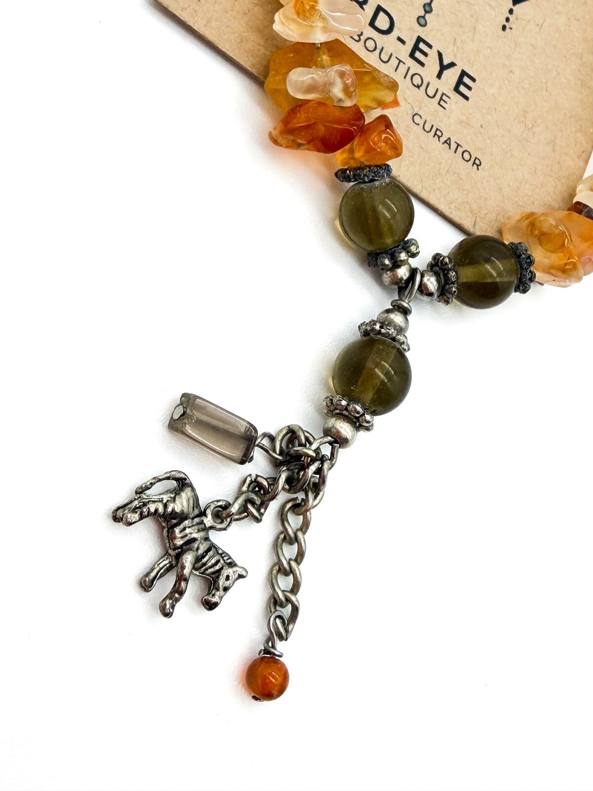 Boho Citrine Carnelian Chip Necklace Tassel Pendant Quartz Gemstone 19.5”