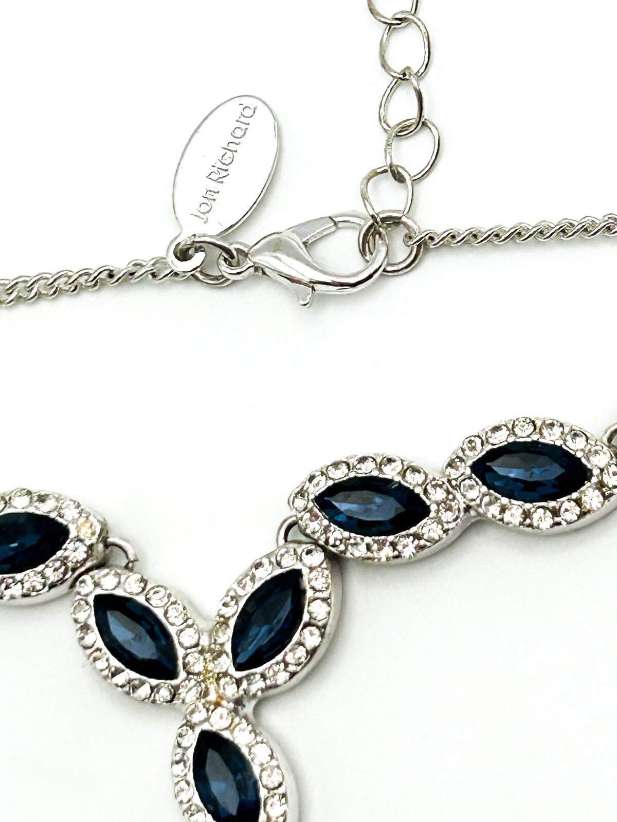 Jon Richard Blue Marquise Y Necklace Silver Tone Rhinestone Drop Evening Sparkle