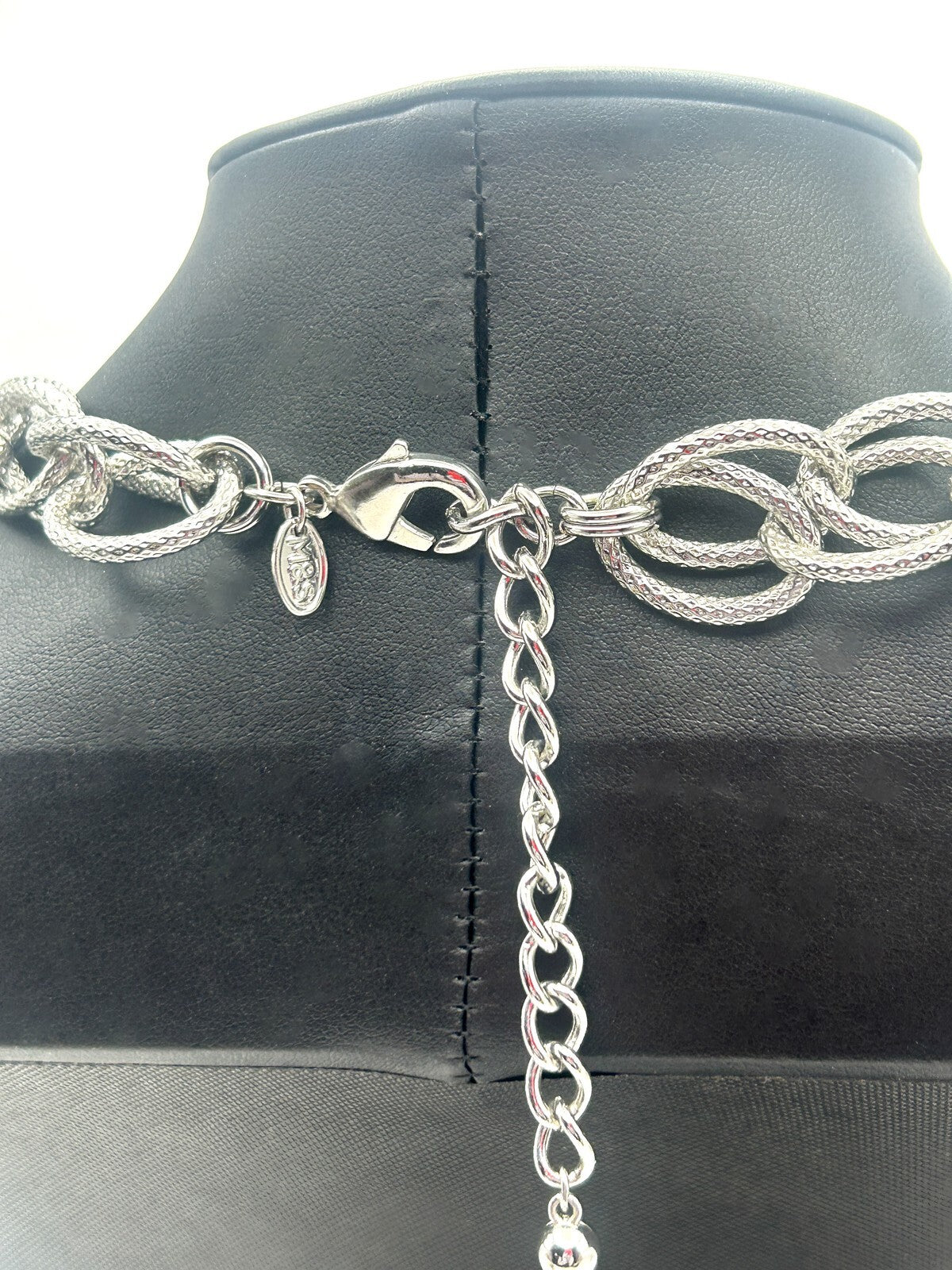 M&S Silver & Gold Tone Hammered Coin Charm Statement Necklace