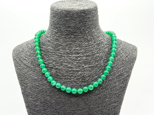 Vintage Emerald Green Gemstone Bead Necklace Graduated 18.5” READ