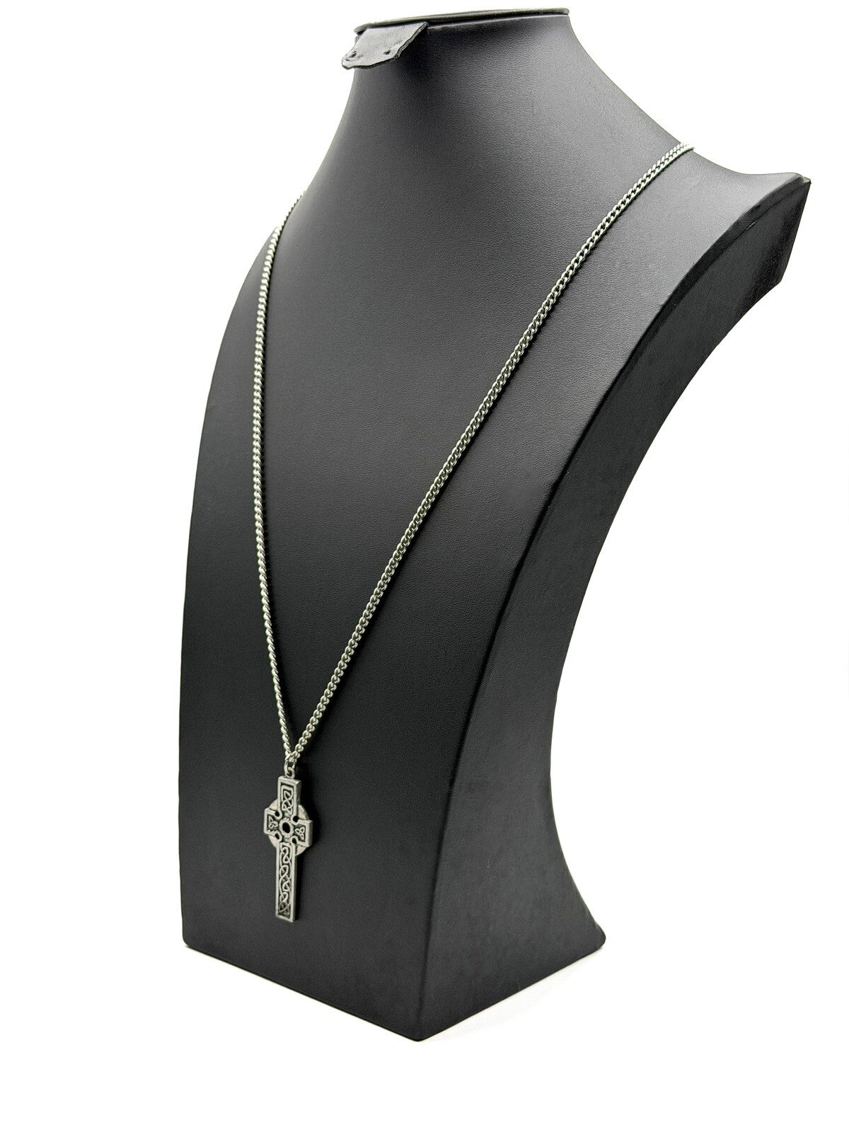 Pewter Celtic Knot Cross Necklace on Silver Tone Chain