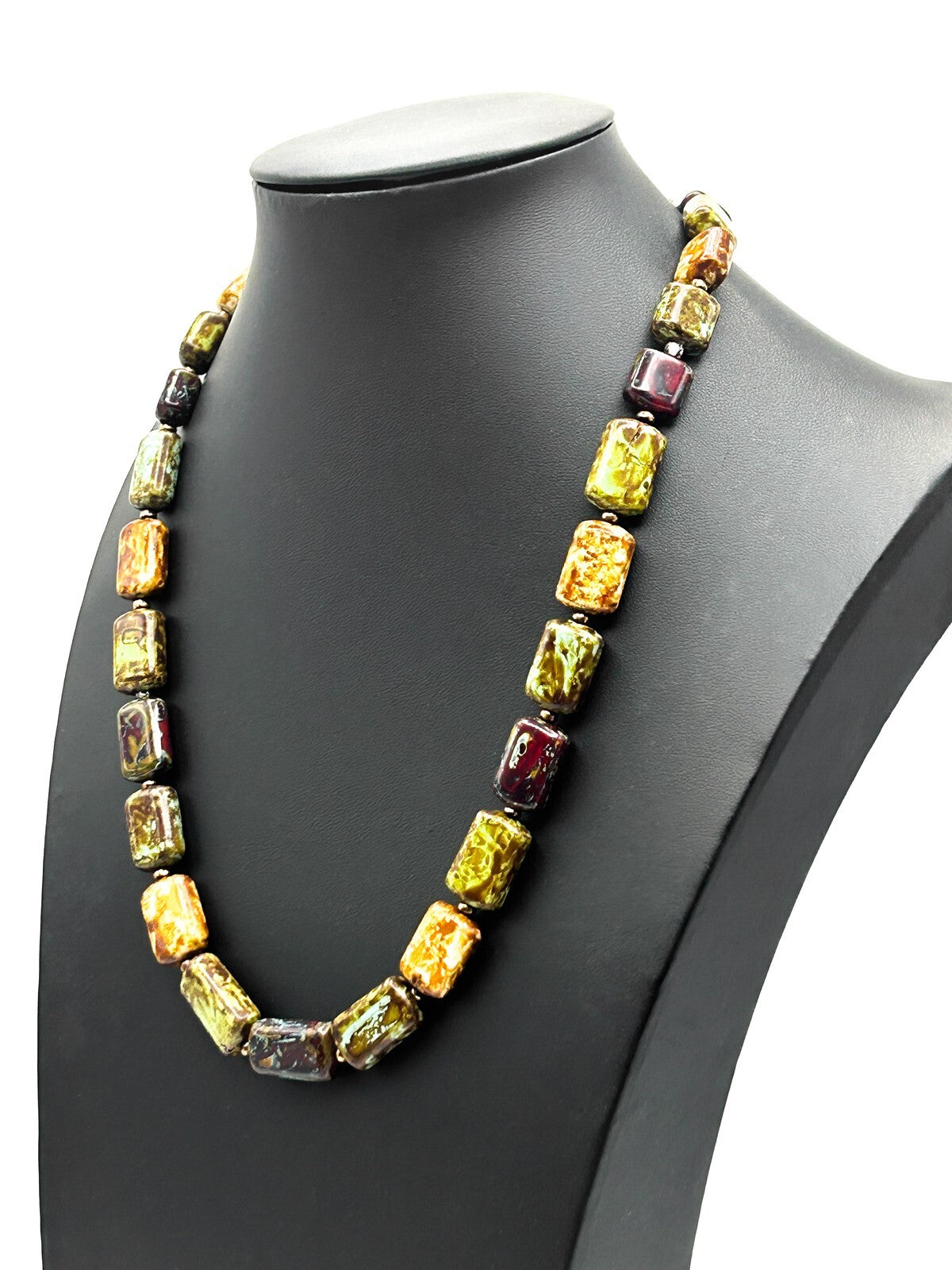 Vintage Picasso Mottled Glass Bead Necklace – 21.5”