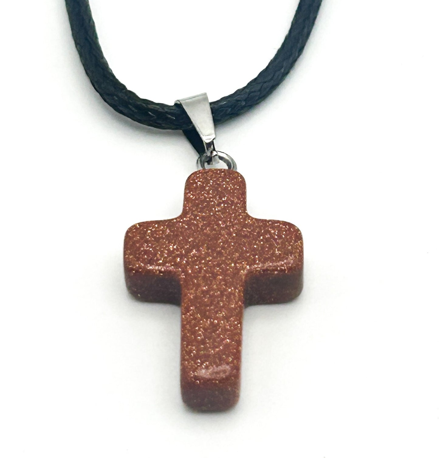 Gemstone Pendant Necklace Bundle – Goldstone Cross, Rose Quartz Butterfly & Aqua