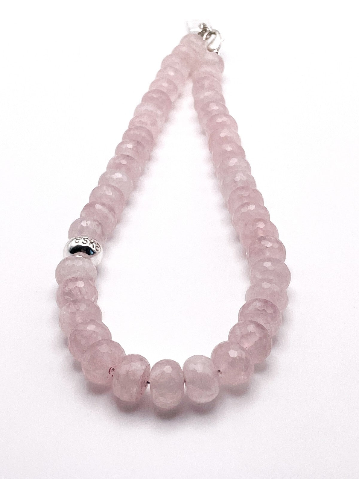 ASKA Faceted Rose Quartz Rondelle Beaded Necklace