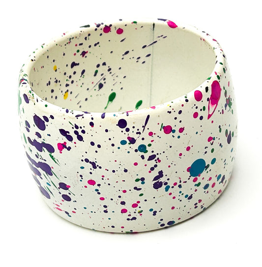 Retro Paint Splat Acrylic Chunky Cuff Bracelet Pink Purple Green Bangle