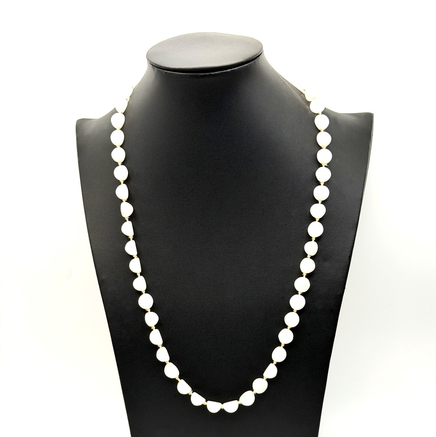 Pale Rose Quartz Domed Bead Necklace – Hand-Knotted, 25”