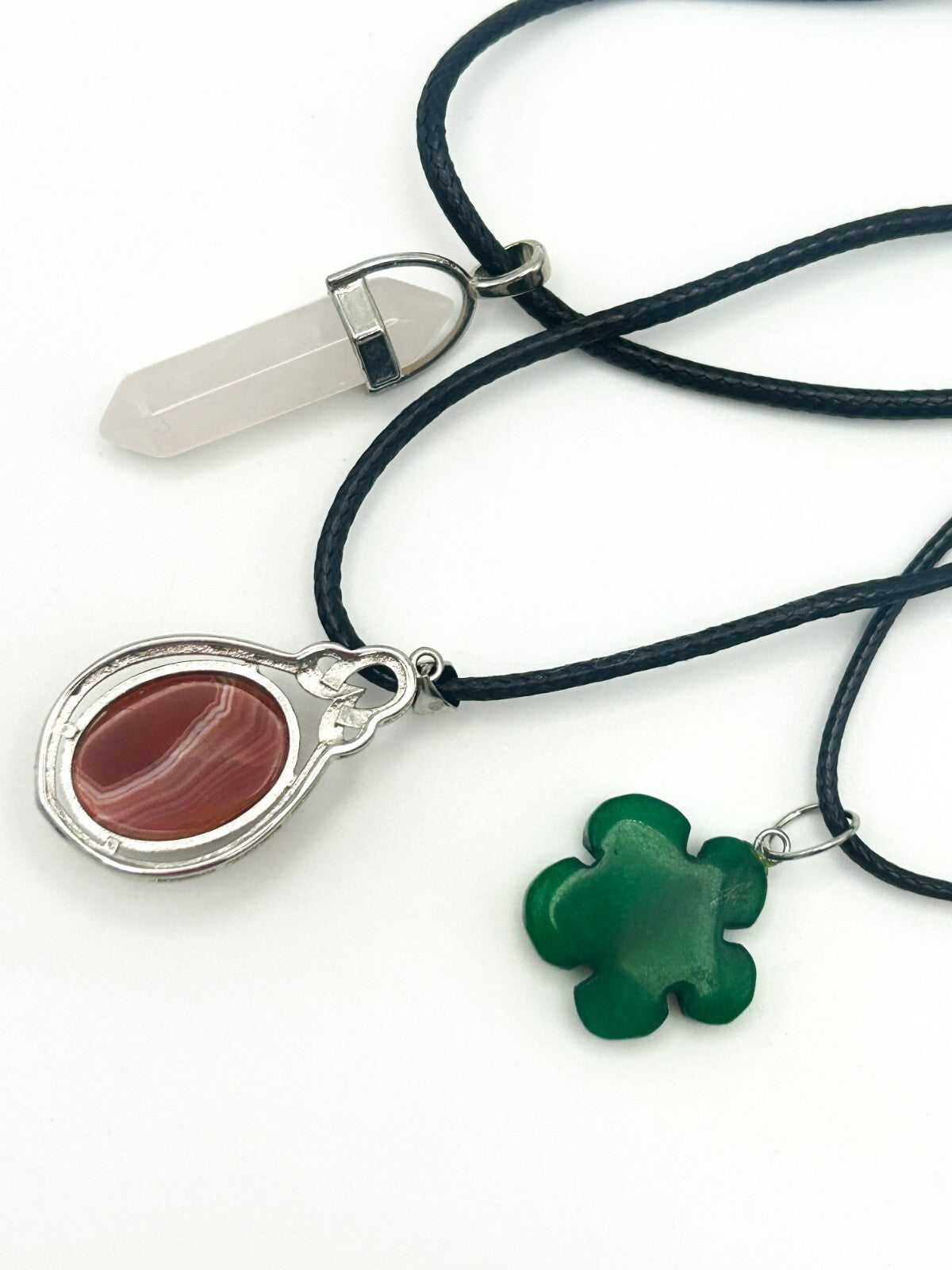 Gemstone Pendant Necklace Bundle – Rose Quartz, Agate, Aventurine