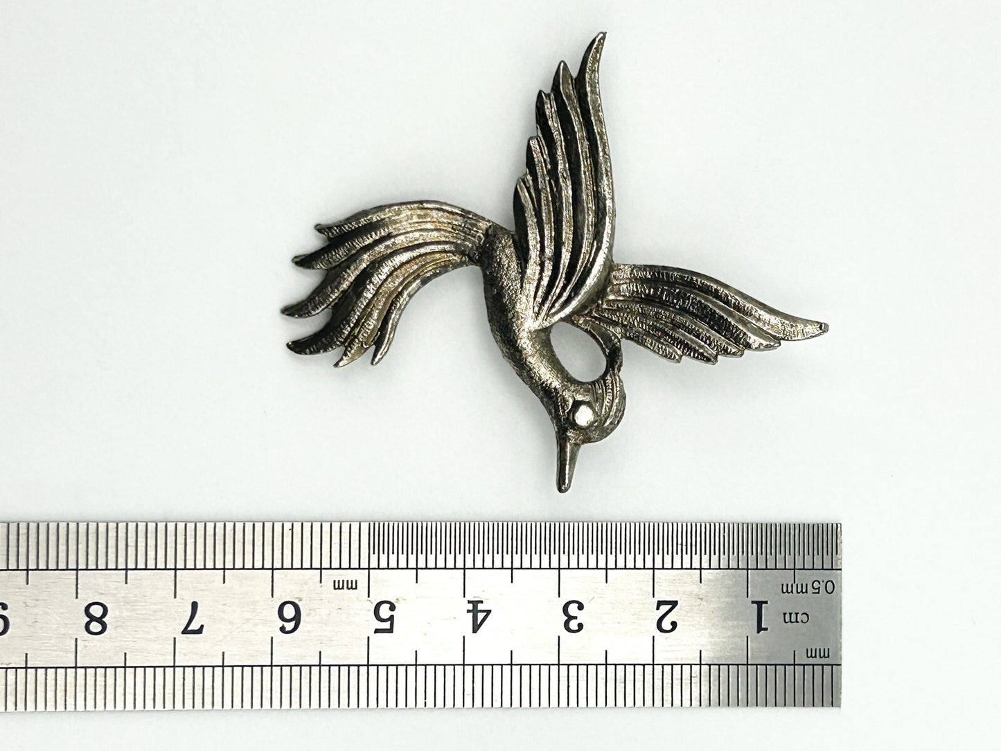 Bird Brooch Silver Tone Flying Bird Wings Pin Vintage MCM Bird Paradise