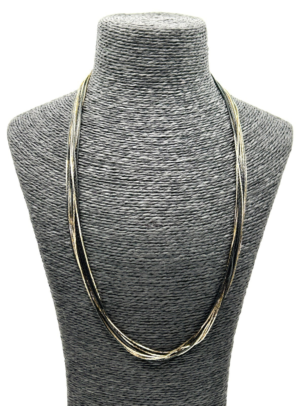 Vintage Black Gold Multi Strand Chain Layered Long Necklace Statement