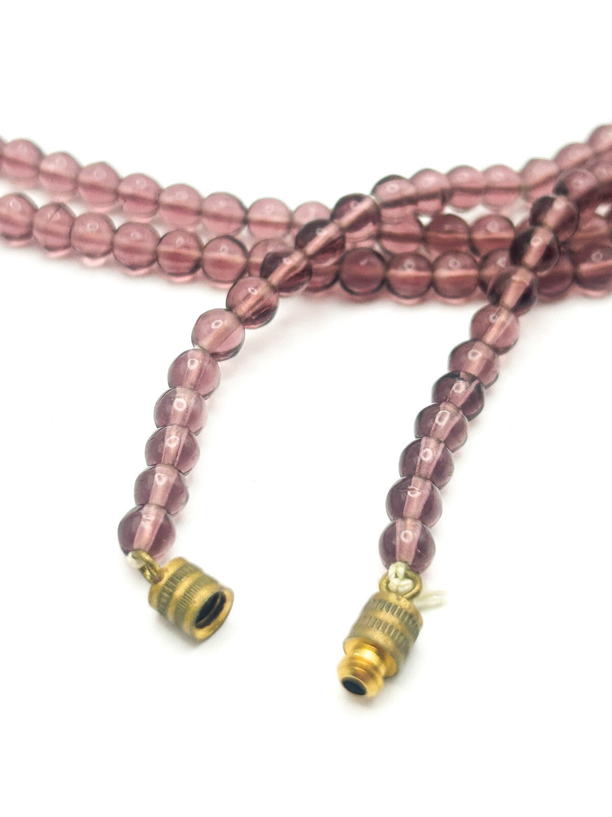 Vintage Mauve Glass Beaded Long Necklace 23"