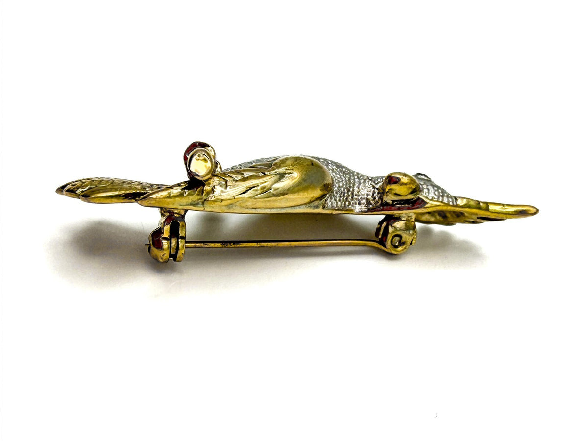 Vintage Cockatoo Brooch - Gold and Silver Tone Figural Design