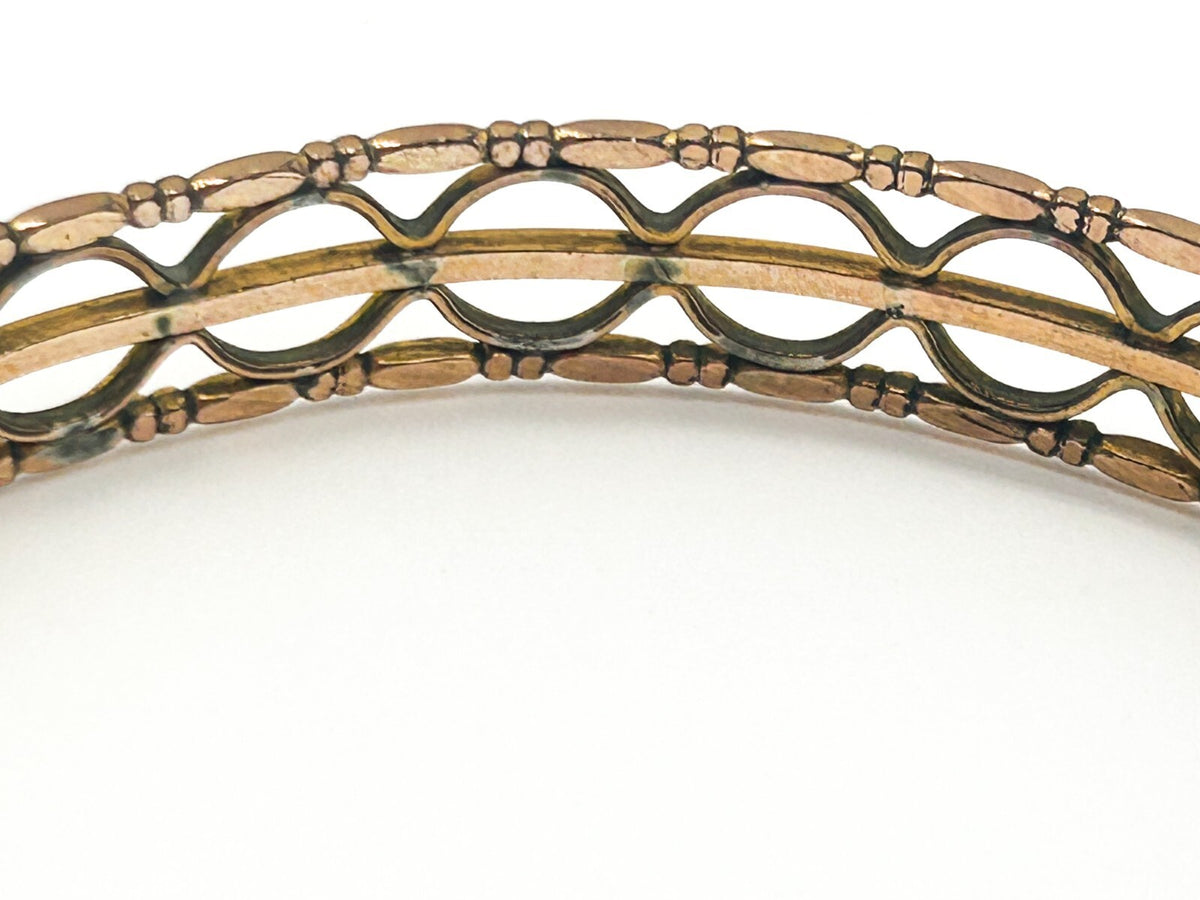 Antique Rolled Gold Openwork Bangle Art Deco Geometric Hallmarked 7cm