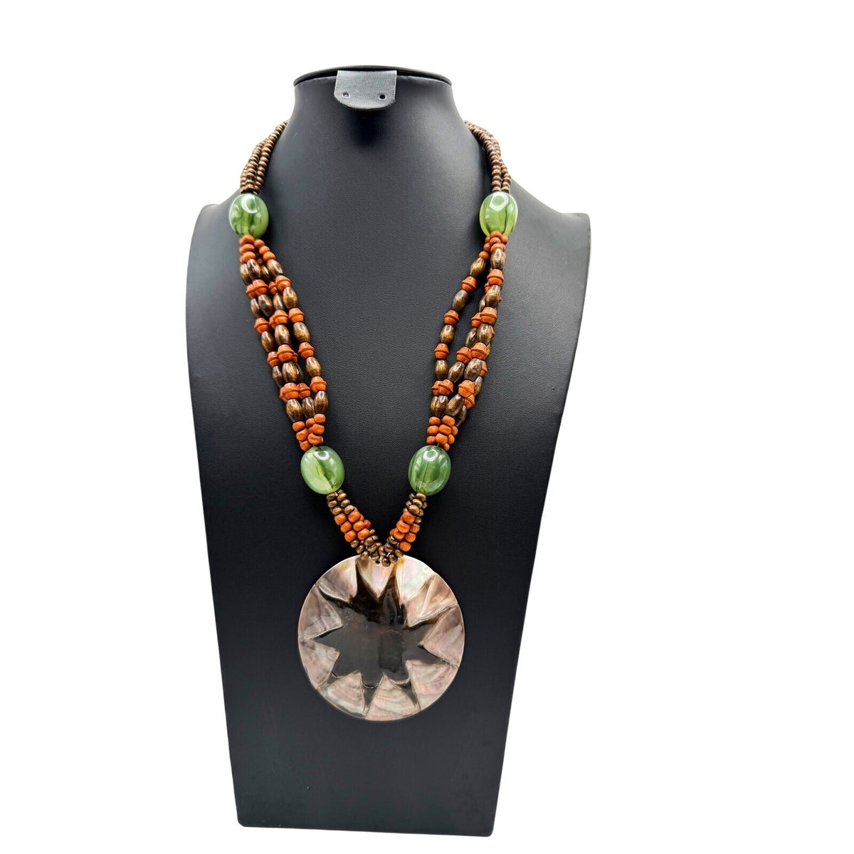 Abalone Shell Star Statement Boho Pendant Necklace 23" Coastal-inspired