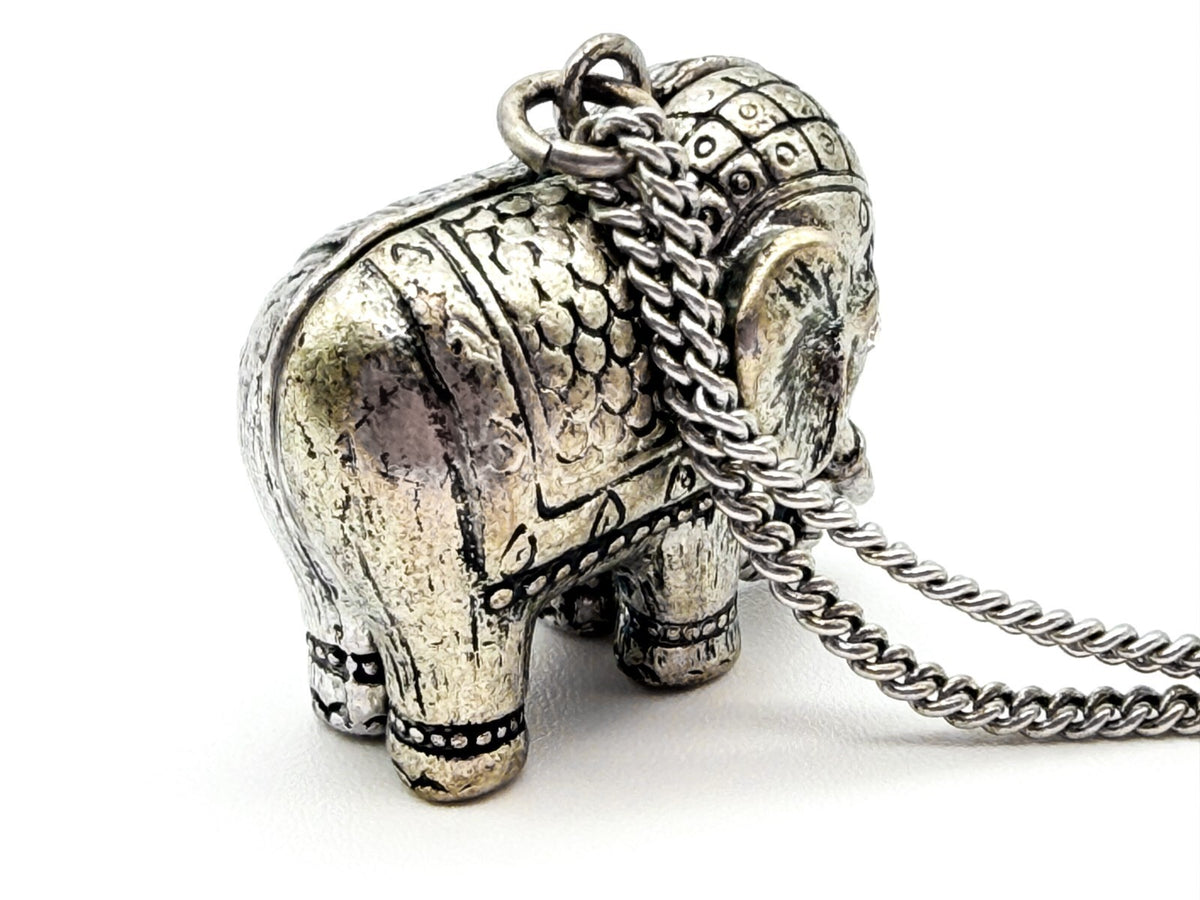 Accessorize Silver Tone Elephant Charm Pendant Long Necklace Boho