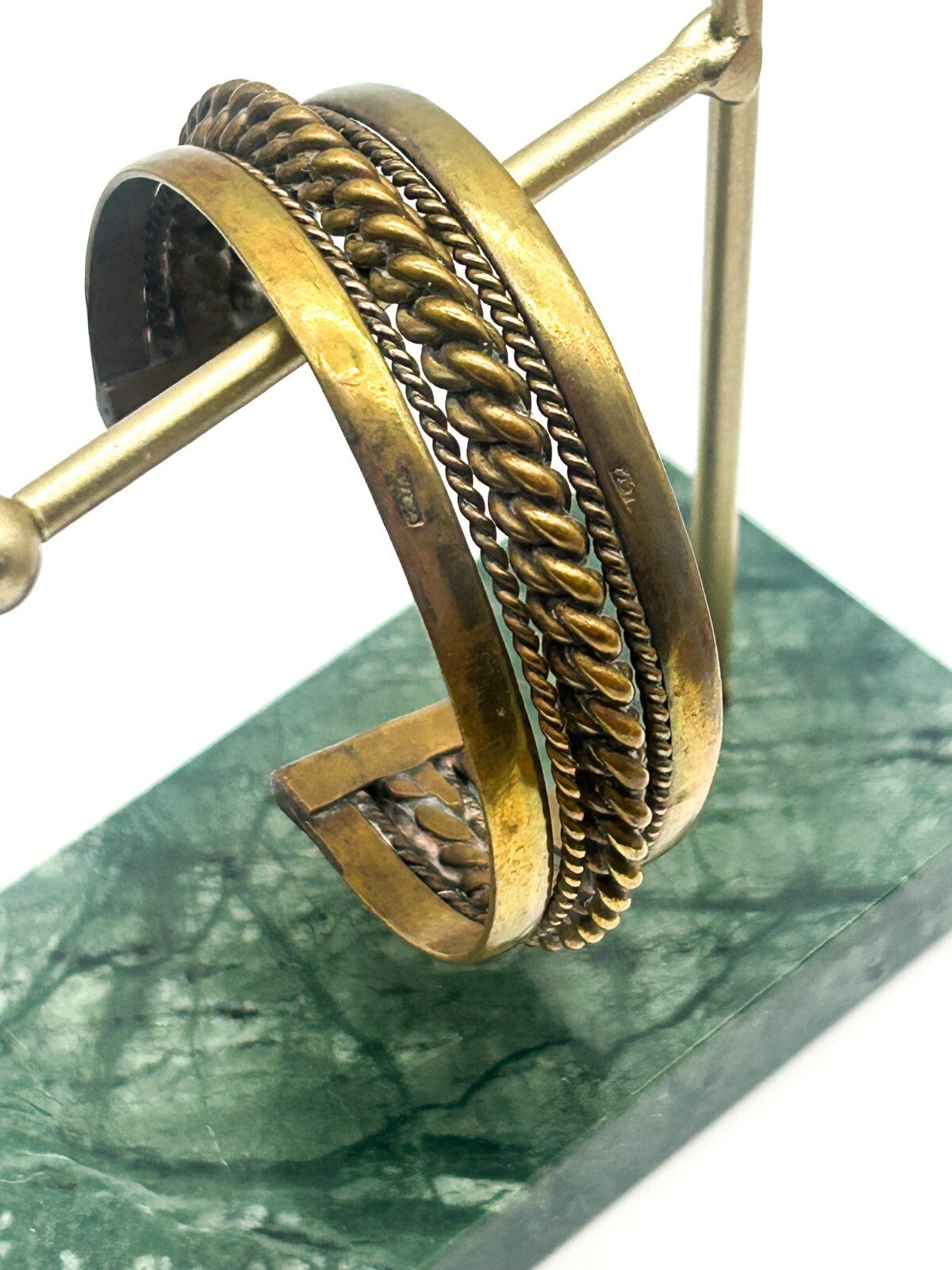 Vintage Bedouin Brass Cuff Bracelet Sinai Bohemian Rope Statement Bangle