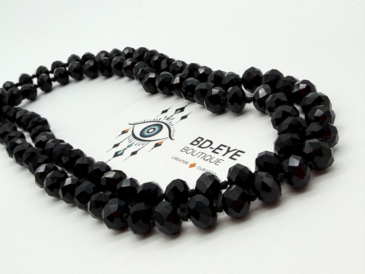 Faceted black glass necklace