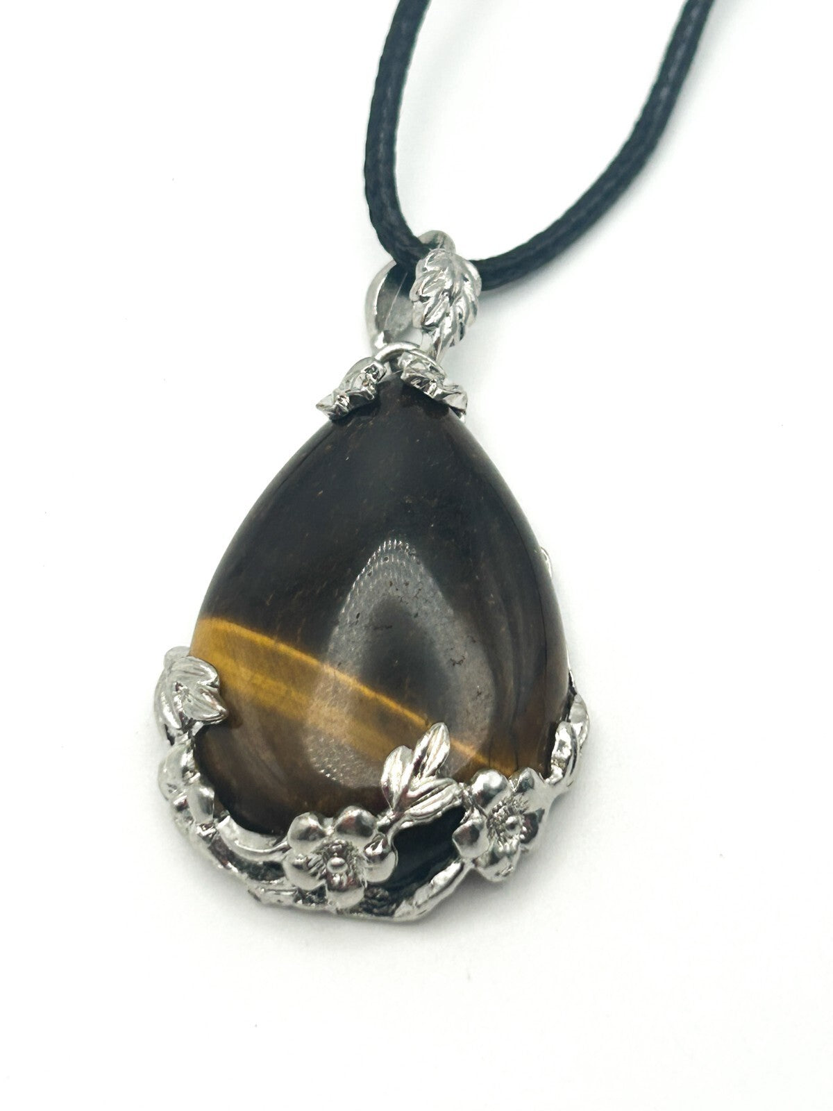 Gemstone Pendant Cord Necklace Bundle Tiger Eye, Unakite & Amber Pendant