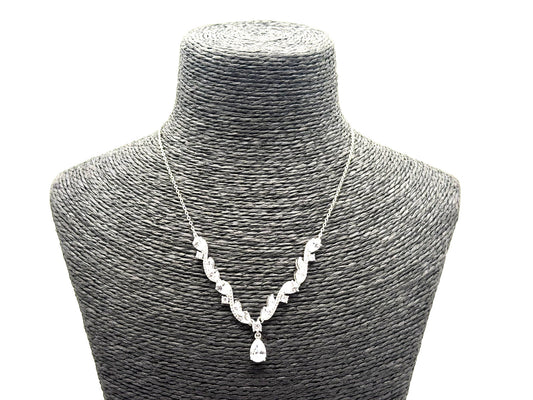 Jon Richard Silver Tone CZ Y Drop Necklace Clear Crystal Bridal Wedding Evening