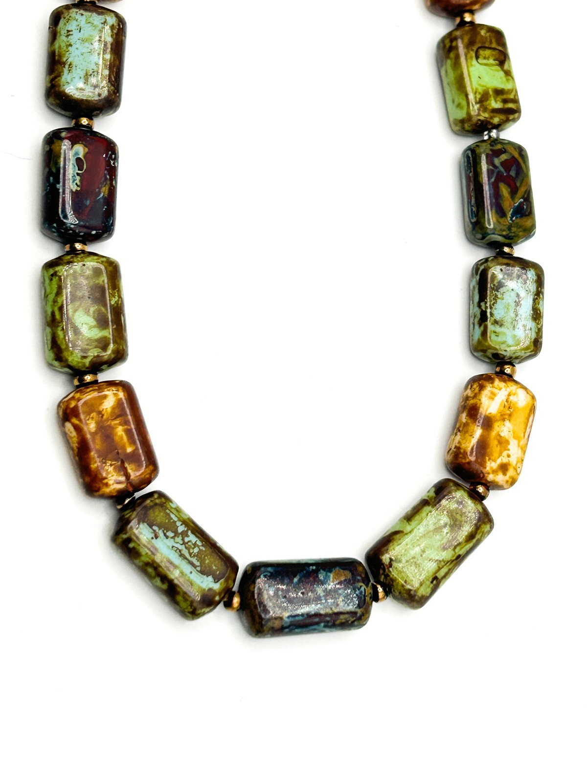 Vintage Picasso Mottled Glass Bead Necklace – 21.5”