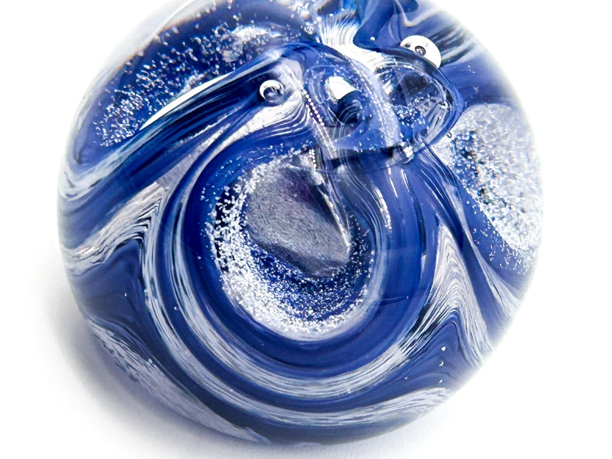 Vintage 1999 Signed SGL Blue Swirl 'Flourise' Paperweight Art Glass