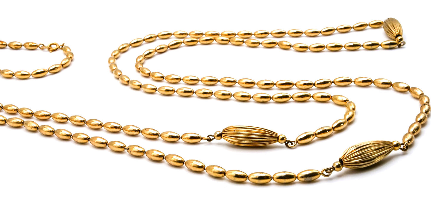 Napier Gold Tone Oval Bead Long Strand Necklace – 64”