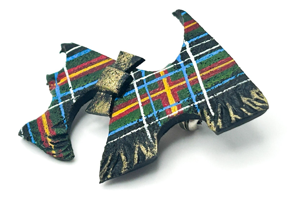 Vintage Hand-Painted Scottish Terrier Tartan Brooch
