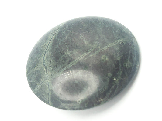 Vintage Semi-Precious Moss Agate Brooch - Circular and Domed Gemstone