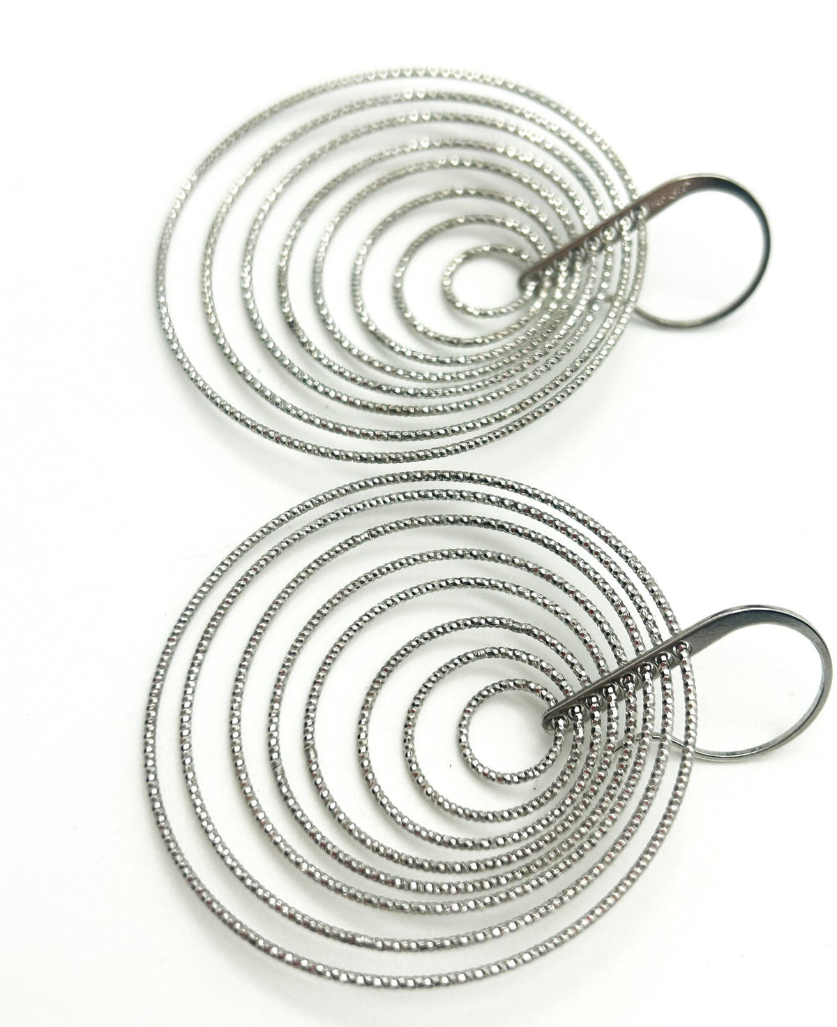 Sterling Silver 925 Spiral Circle Drop Earrings Large 4.5cm Dangle Boxed