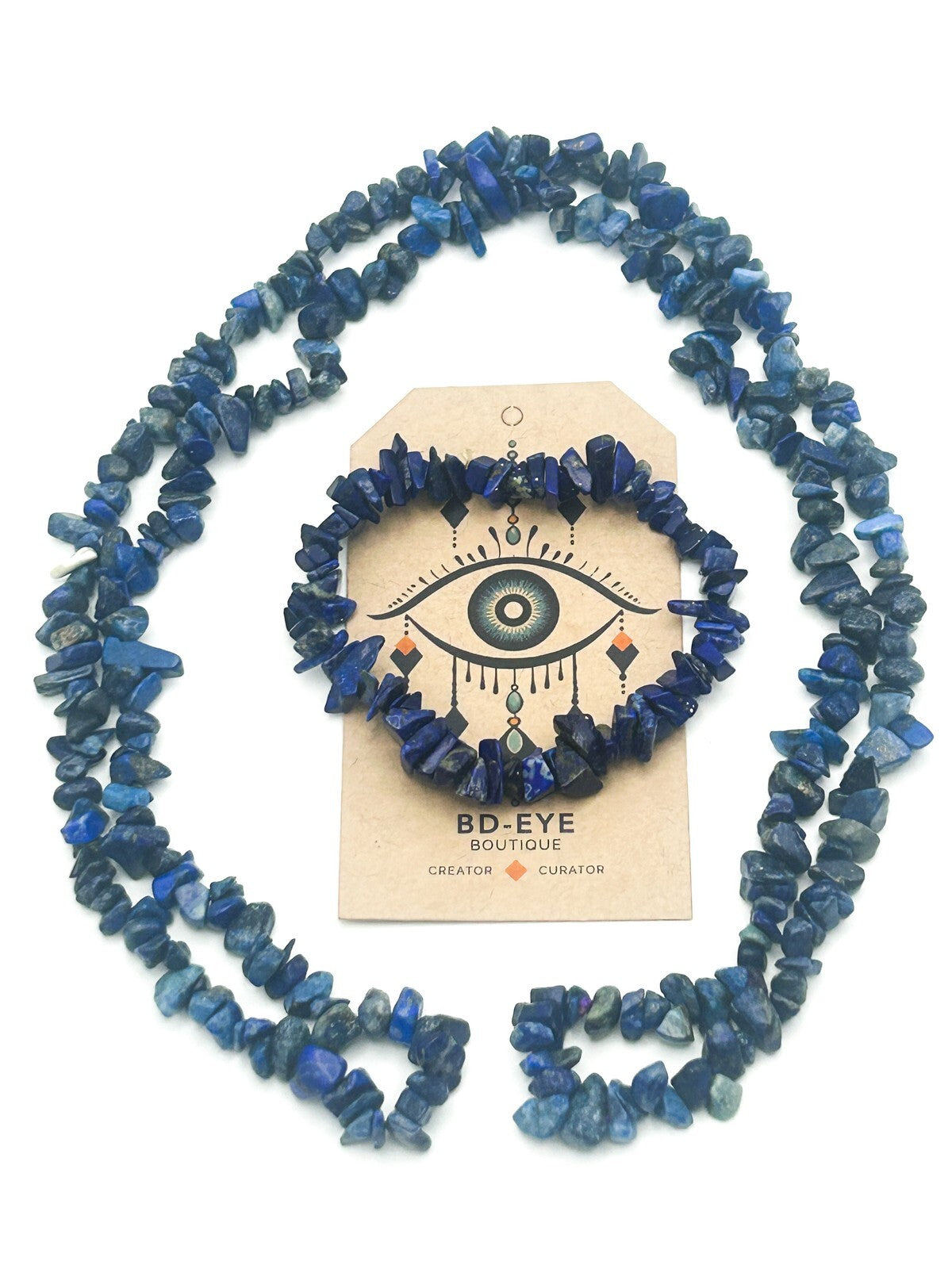 Lapis Lazuli & Sodalite Semi-precious Gemstone Chip Necklace  Bracelet Set