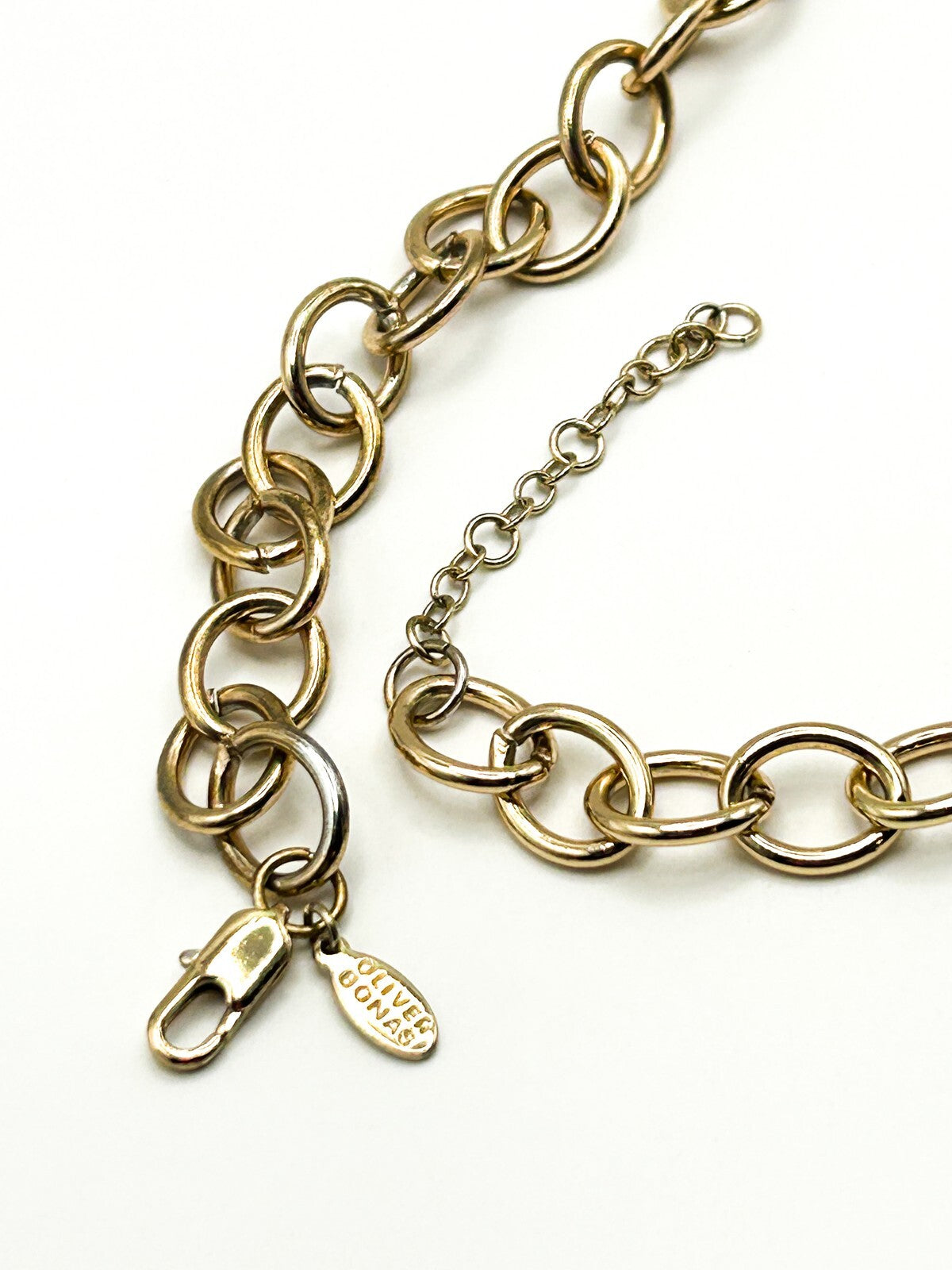 Oliver Bonas Juno Resin Link Necklace – Gold Tone Chain, 19”