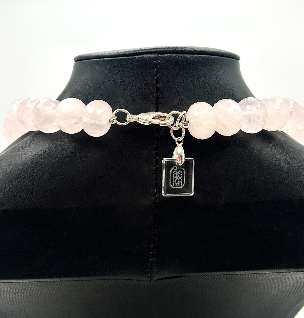ASKA Faceted Rose Quartz Rondelle Beaded Necklace