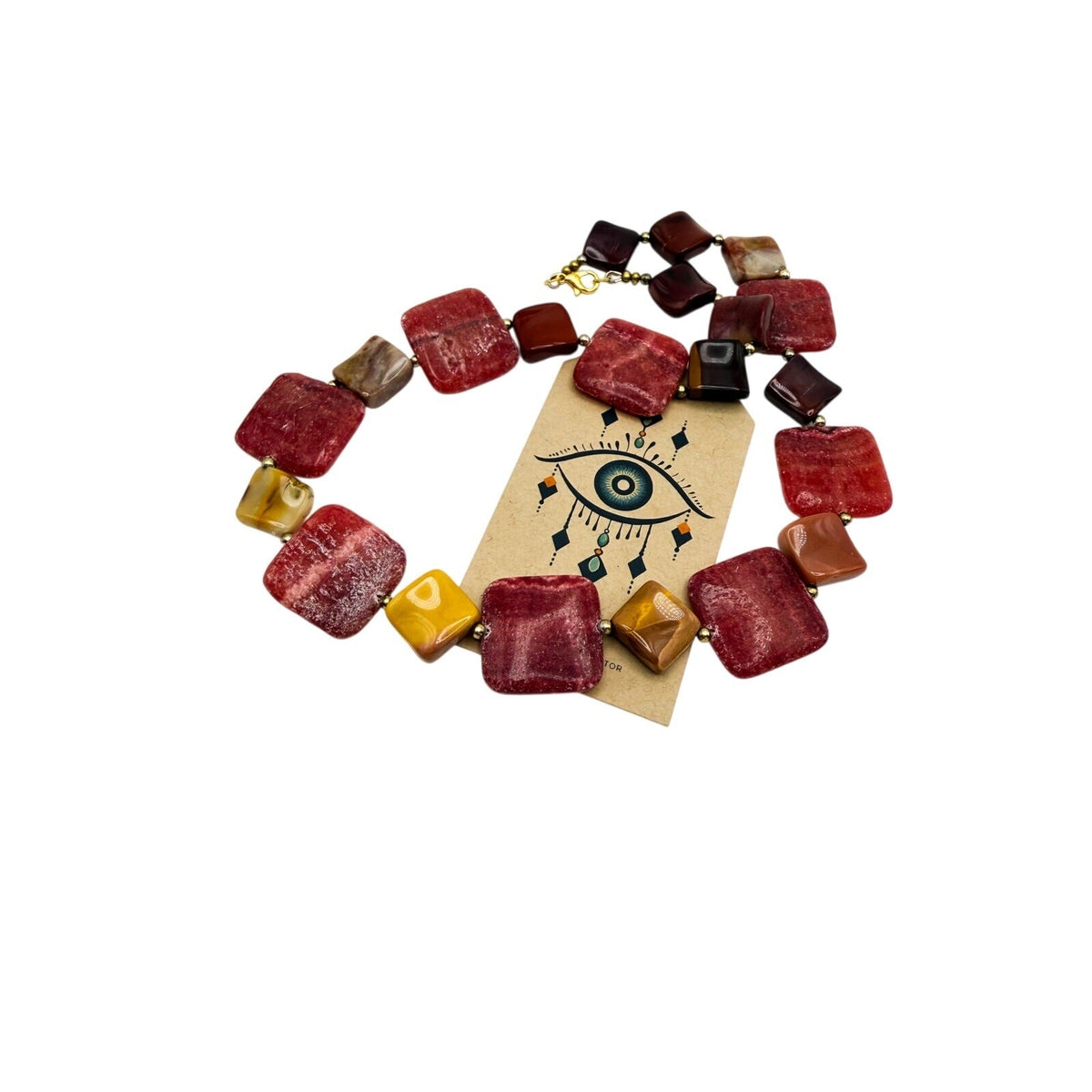 Chunky Rhodonite & Jasper Necklace - Substantial Semi-Precious Pink Gemstones