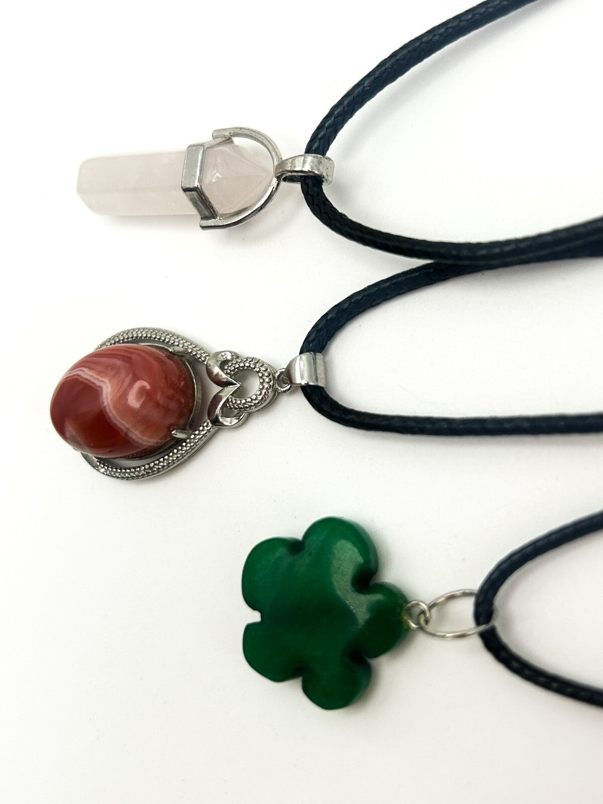 Gemstone Pendant Necklace Bundle – Rose Quartz, Agate, Aventurine