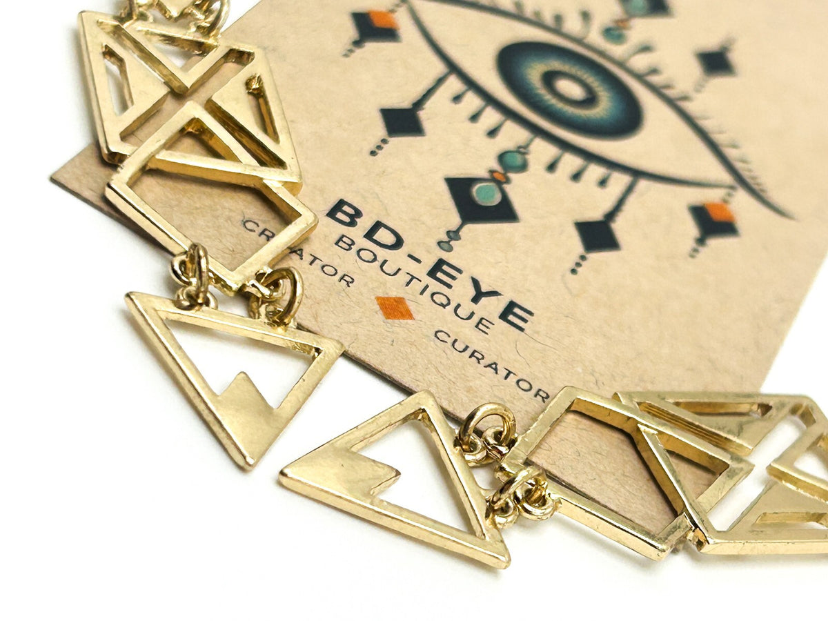 Gold Tone Articulated Geometric Dangle Earrings