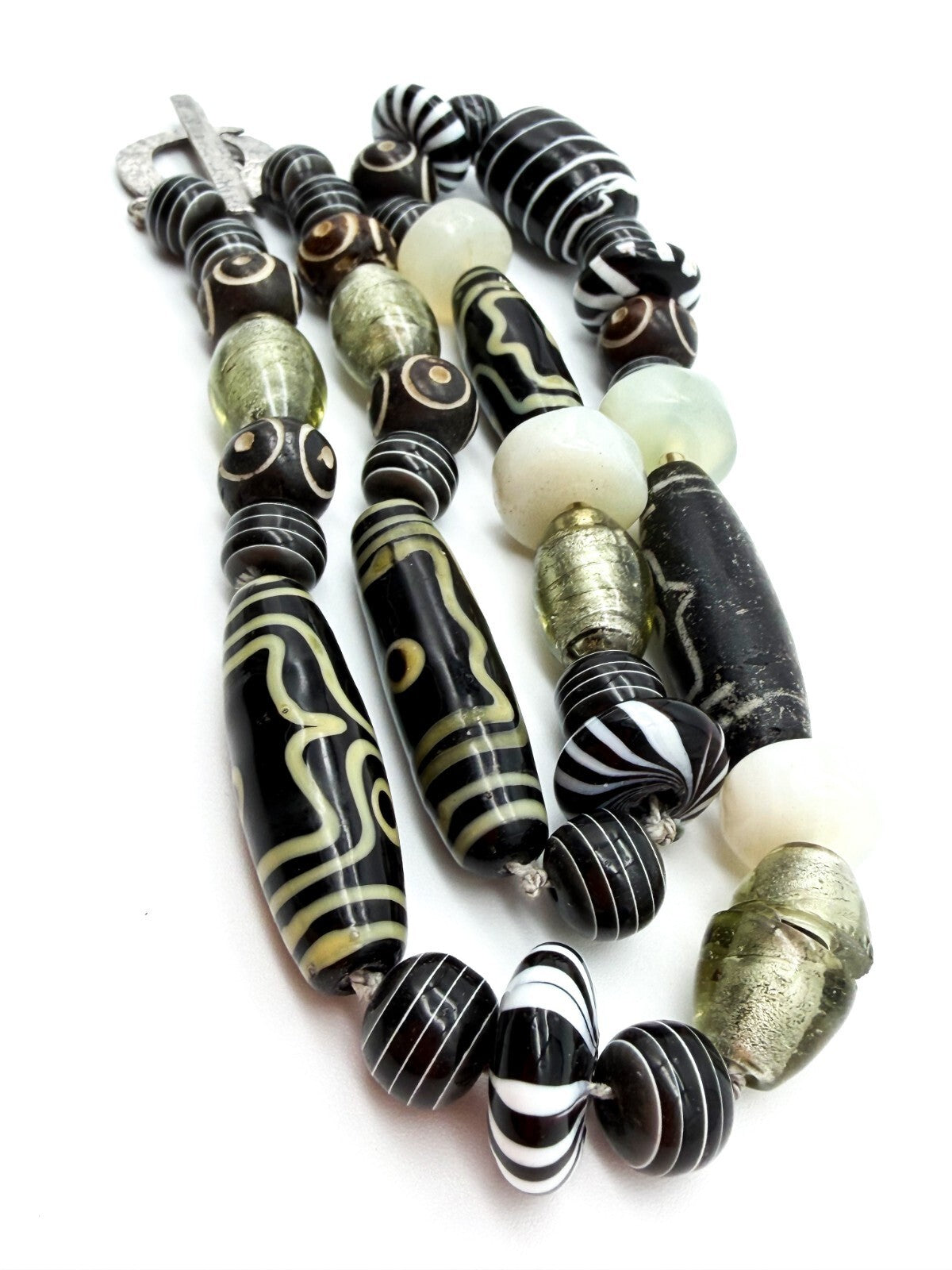 Vintage Tibetan Dzi Bead Necklace Tribal Boho Statement 25”