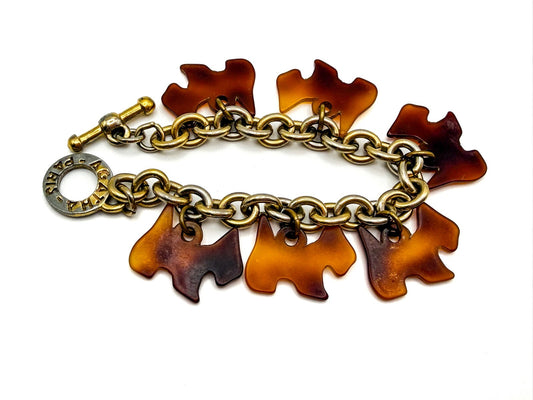 Vintage Agatha Paris Lucite Scottie / Scottish Terrier Dog Chain Bracelet