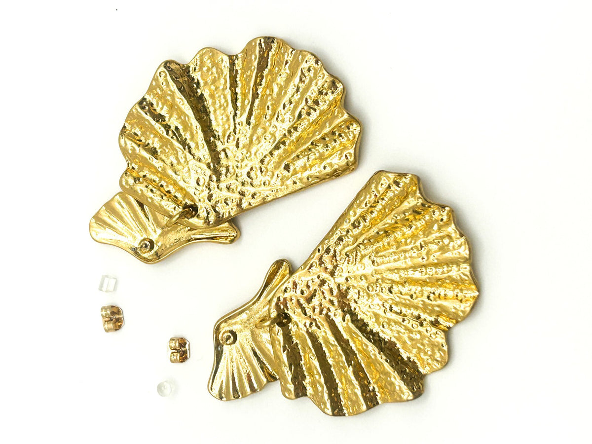New on Card Mint Velvet Gold Tone Fan Design Earrings