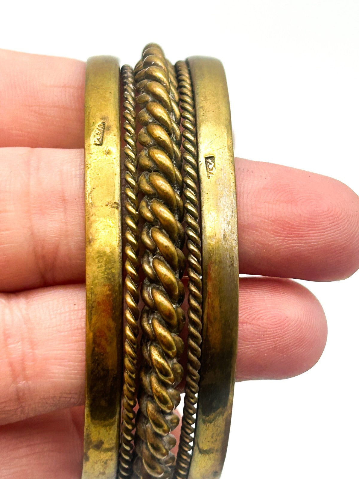 Vintage Bedouin Brass Cuff Bracelet Sinai Bohemian Rope Statement Bangle