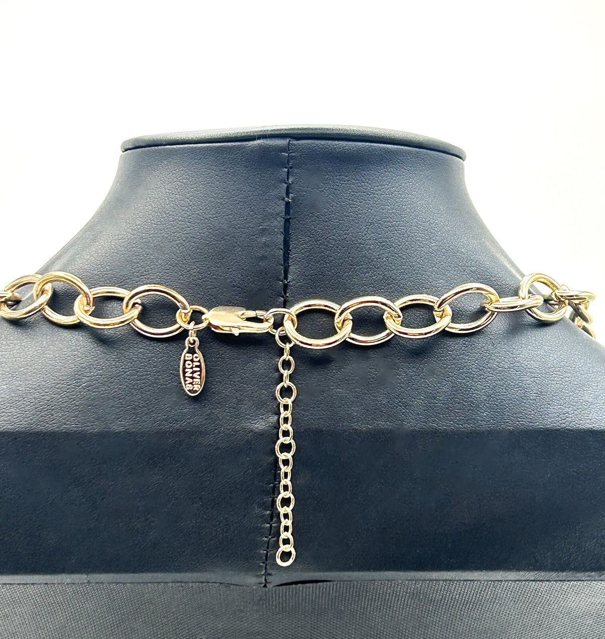 Oliver Bonas Juno Resin Link Necklace – Gold Tone Chain, 19”