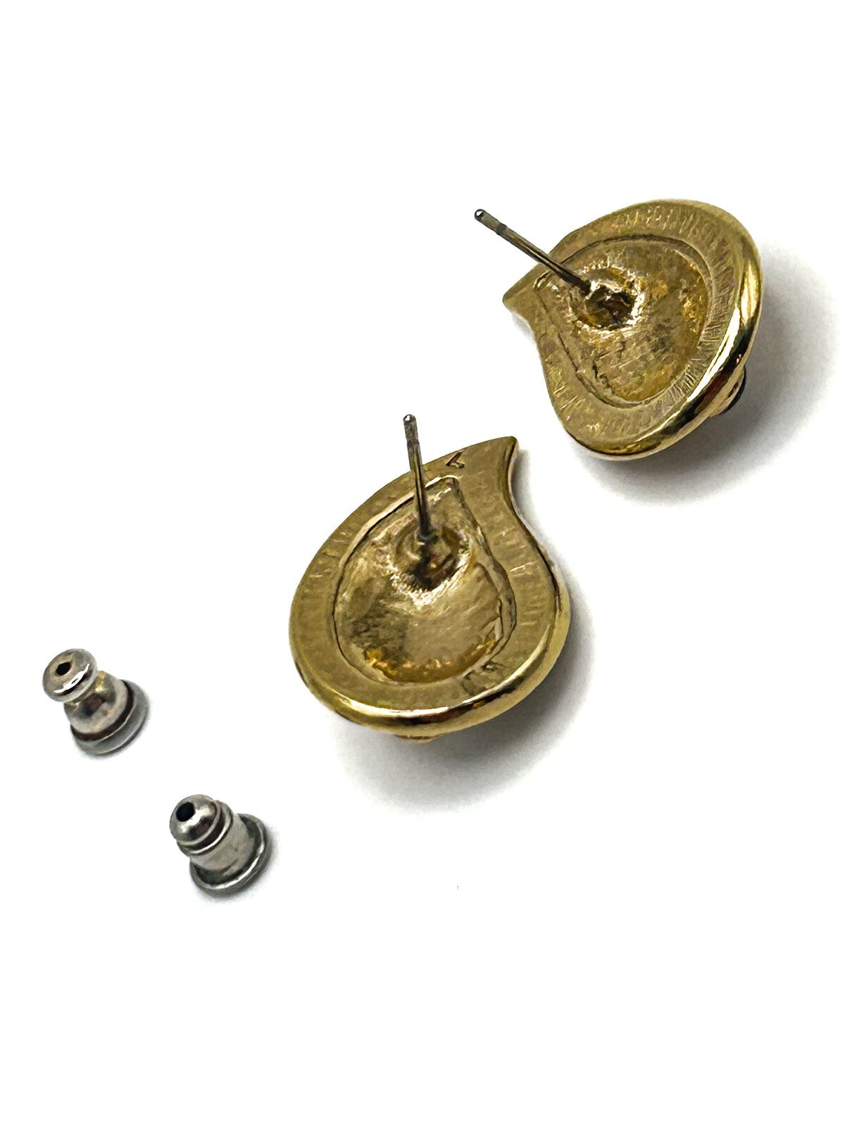 Vintage (90s) Avon Gold Tone Rope-effect Teardrop Stud Earrings