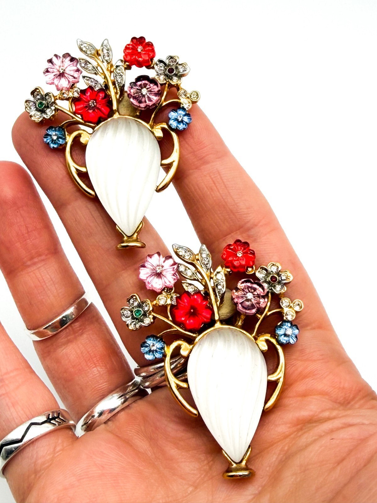 Vintage Craft (Gem-Craft) Adrien Mann Couture Giardinetti Brooch & Clip Ons