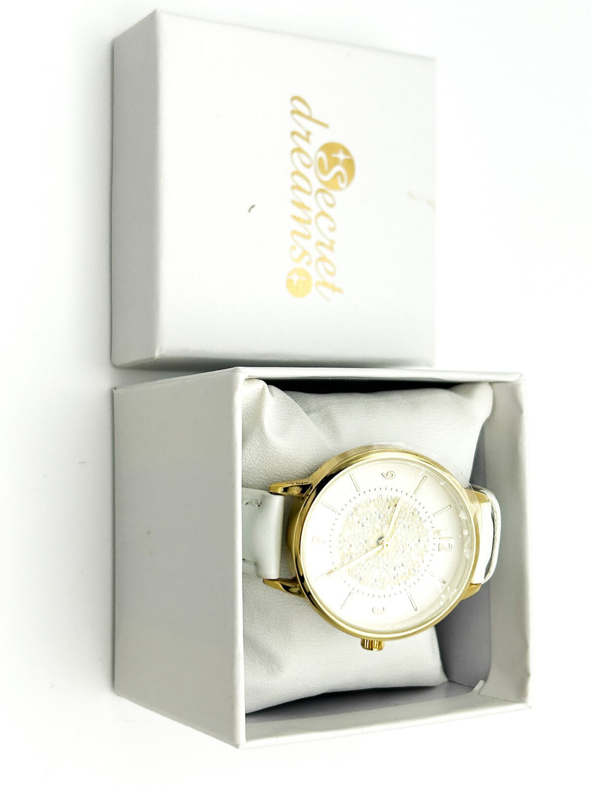 Vintage Secret Dreams Ladies Watch White Strap and Swarovski Crystal Dial