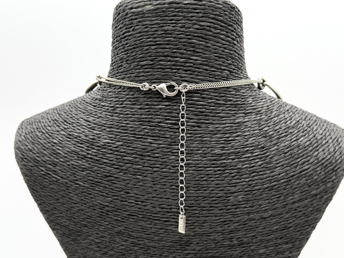 Next Silver Tone Abstract Oval Link Statement Necklace 18” Retro