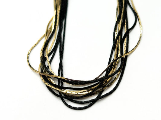 Vintage Black Gold Multi Strand Chain Layered Long Necklace Statement
