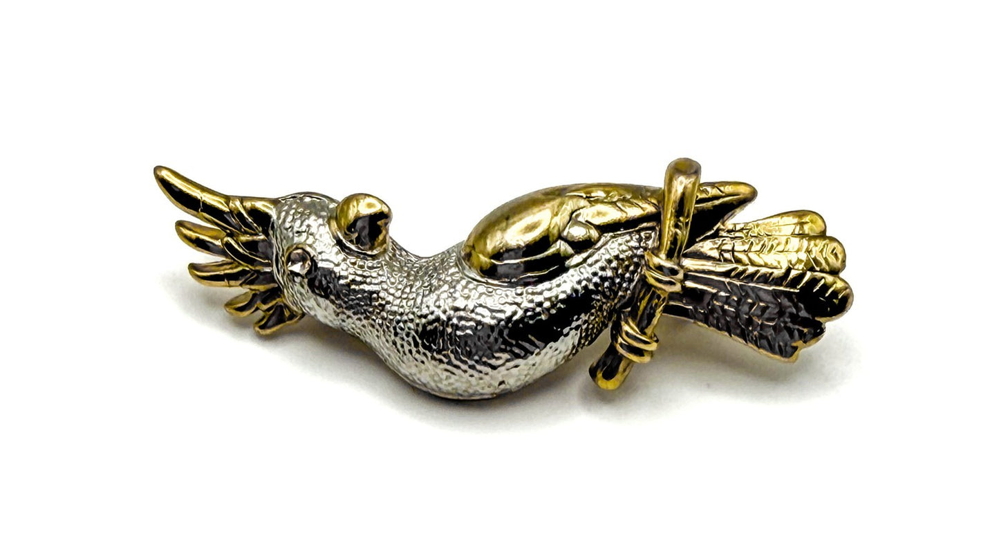 Vintage Cockatoo Brooch - Gold and Silver Tone Figural Design