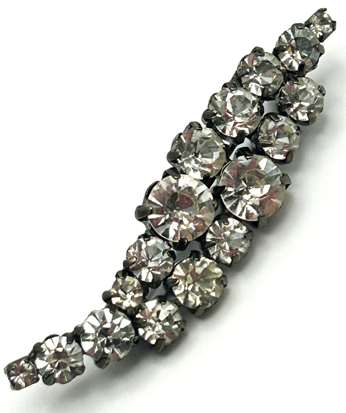 Vintage Rhinestone Bar Brooch Curved Pin Minimal Classic